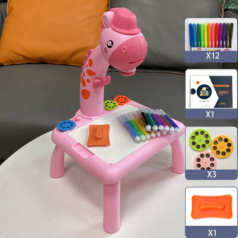 Children led projector drawing table